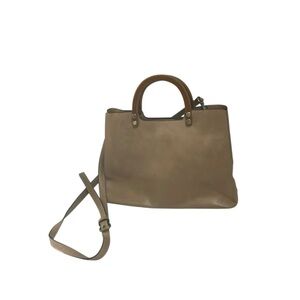 Joy Susan Tan Satchel with Wooden‎ Handles